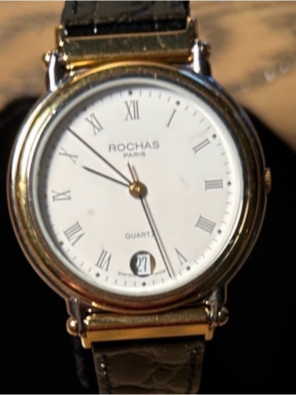 Vintage ROCHAS PARIS Men’s Watch Swiss Quartz Watch Gold Tone